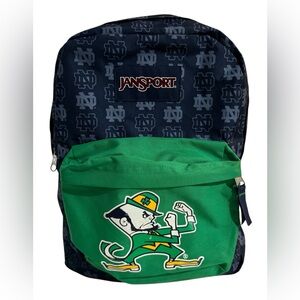 Notre Dame Fighting Irish Leprechaun Jansport Backpack Book Bag EUC!
